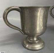 4 Antique Pewter Cups 4" Tall
