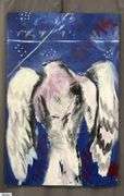 Alummoa Zumigo Winged Figure #05, Mixed Media and Oil Painting on Canvas 36x56"