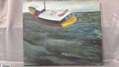 3 Paintings On Canvases, Boats By Alummoa Zumiga All Measure 27x22"