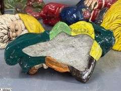 7 Garden Gnomes Tallest 17", Some Concrete Filled, One Composite, Some Chips and Wear