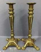 2 Pair of Brass Candle Sticks, Tallest 12.25", Smaller Pair Have Makers Marks