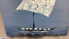 Samuel Tinoco Boat #9, Acrylic Painting on Canvas, Measures 35x55"