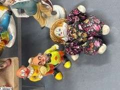 Clown Collectibles, Italy Harlequin Composite, Marked Japan and Taiwan, Tape Dispenser, Troll, Banks, Bell, Music Boxes