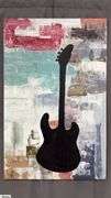 Alummoa Zumigo Guitar Silhouette Painting #2 Mixed Media and Oil On Canvas 56x36"