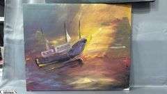 3 Paintings On Canvases, Boats By Alummoa Zumiga All Measure 27x22"