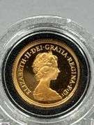 1979 United Kingdom Proof Sovereign Gold Coin in Box with a Portrait of Queen Elizabeth II on One Side and Depicts Saint George Slaying a Dragon on the Reverse Side