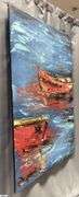 Antonio Garcia Red Boats #2, Acrylic Painting on Canvas, Measures 35x56"