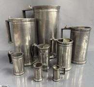 8pcs Graduated Pewter Measuring Cups Tallest 9"