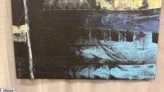 Alummoa Zumigo Abstract, Black, Blues, Yellows, Mixed Media and Oil Painting on Canvas 36x56"