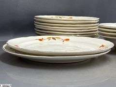 Halls Jewel Tea Saucers, Gravy Boat, Trivet, Teacups - 11" of trivet