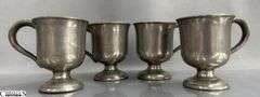 4 Antique Pewter Cups 4" Tall