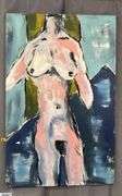 Alummoa Zumigo Abstract Nude Mixed Media and Oil Painting On Canva Measures 35.5x56.5"