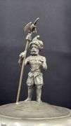 Pewter Guild Cup, Knight Top Engraved “Handwerk der Schmiede Gewidmet”, Some Wear 18” Tall