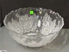 4 Riccardo and Studio Nova Crystal Rose Motif Serving Pieces - 14" of largest