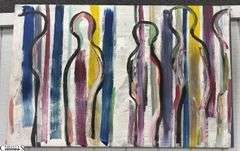 Alummoa Zumiga Party People #1 Mixed Media and Oil On Canvas Multicolor Measures 55x35"
