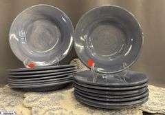 Country Blue Pottery Barn Dishes, Service For 8 Dinner, Salad, Soup Bowls, Mugs with 10 Place Mats