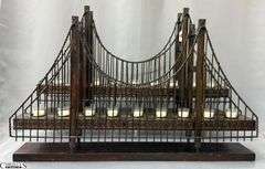 2 Metal Golden Gate 9 Flame Table Top Candle Holder Each Measure 30.5x5.5x18" Tall