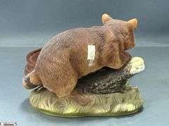 2 Andrea by Sadek Animal Figurines - 8" x 6.5" of largest figurine - one wooden base shows some sun fading