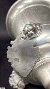 Pewter Guild Cup, Knight Top Engraved “Handwerk der Schmiede Gewidmet”, Some Wear 18” Tall