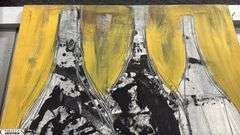 GiGi Bottles #9, Acrylic Abstract Painting of Bottles On Canvas 35.25x55"