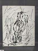 6 pcs Horse and Figural Abstracts, Black Acrylic Paint on White Canvas by Luis Espinoza Each Measure 18x14"