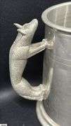 Pair of Sheffield Pewter Tankards With Fox Handles and Clear Bottom 5"