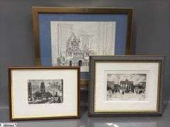 3pcs Framed Prints, Trinity Church, Berlin's Gendarmenmarkt and Brandenburg Gate, Largest 12x15"