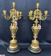 Pair of Bronze Renaissance 4 Arm Candelabras 24" Tall