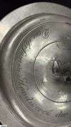 Pewter Guild Cup, Knight Top Engraved “Handwerk der Schmiede Gewidmet”, Some Wear 18” Tall