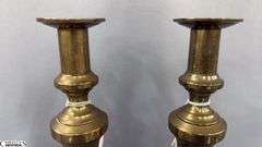 4 Brass Candle Sticks, Victorian Push Up Style Tallest 11.5"