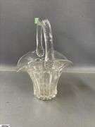 Glass Art Baskets, Imperial Twist Bridal, Opalescent Blue Swirl Tallest 10", Composite Grapes