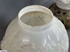 Milk Glass Electrified Oil Lamp, 22" Tall