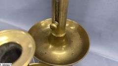 3 Brass Push Up Style Candle Holders 7"