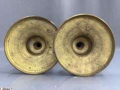 2 Brass Candle Sticks 6" Round Base, 16" Tall