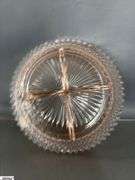 5 pcs Pink Depression Glass - Cream and Sugar, Bowl, Divided Plate, and Dish - 10" of bowl