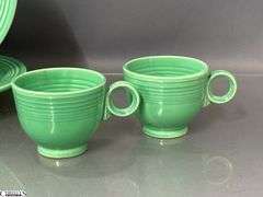 18pcs Fiesta Green Dishes - Charger Platter, Plates, Saucers, Bowls, Cups, 2 Pint Pitcher- 14" of largest