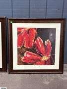 3 Floral Motif Wall Art, Largest 44"x43"