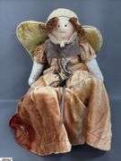 Pair of Little Souls Angel Dolls by Gretchen Wilson, One named “Jingle” and one named “Joy”, 18", Some Sun Fading On Dress