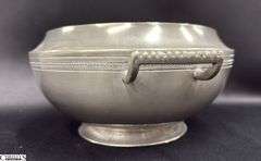 Lidded Pewter Dish, Double Handle Has Makers Mark 11"x8" Tall