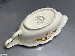 Halls Jewel Tea Saucers, Gravy Boat, Trivet, Teacups - 11" of trivet