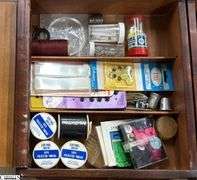 Strømmen Bruk Sewing Box with Sewing Supplies, Weiss Pinking Sheers, 20x12x23"