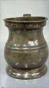 4 J. Abbot Pewter Tankards Some Dents, Tallest 6"
