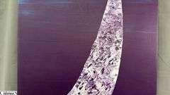 Samuel Tinoco Midnight Sailing, Purple Background Acrylic Painting On Canvas 35x56"