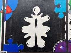 Jose Mendez Puzzle, Colorful Modern Acrylic Painting on Canvas 95x27" Tall As It Sits