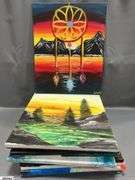 10 Painting Party Canvases, Floral Horns, Dream Catchers, Landscapes, Sunsets Each Measures 16x20"