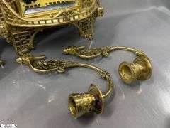 William Tonks & Sons Brass Mirrored Double Arm Candle Sconces 8.5"x20" Tall