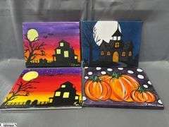 12 Paintings on Canvas Halloween and Witch Themes, Larger 2 16x20"