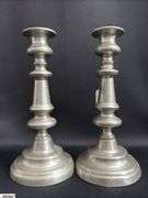 2 Pair of Pewter Candle Sticks, One Pair Marked Colonial Cast Co Tallest 9"