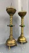 Gothic Revival Style Brass Pricket Candle Sticks 16"