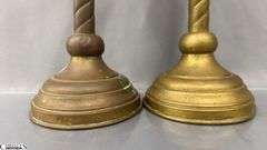 Pair of Brass Barley Twist Style Church Altar Candle Sticks 18"